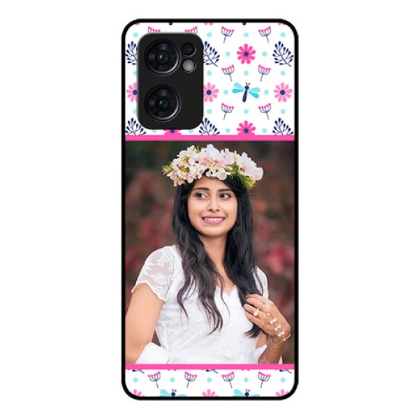 Reno 7 5G Photo Printing on Glass Case - Colorful Flower Design Reno 7 5G Photo Printing on Glass Case - Colorful Flower Design