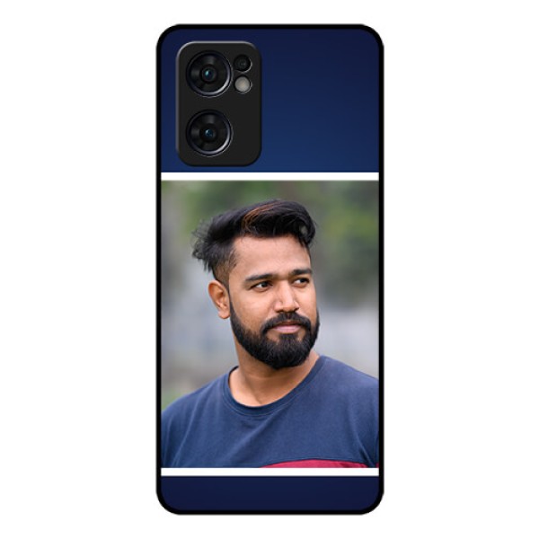 Reno 7 5G Personalized Glass Phone Case - Simple Royal Blue Design Reno 7 5G Personalized Glass Phone Case - Simple Royal Blue Design