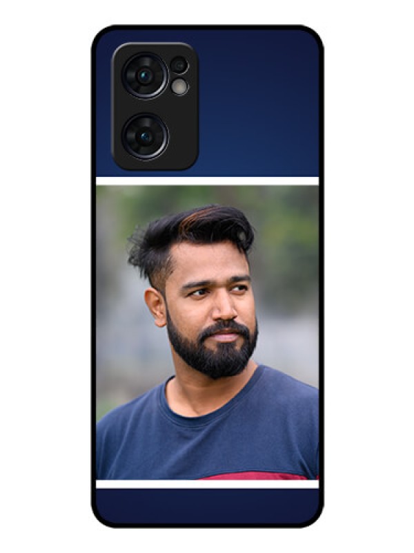 Custom Reno 7 5G Personalized Glass Phone Case - Simple Royal Blue Design