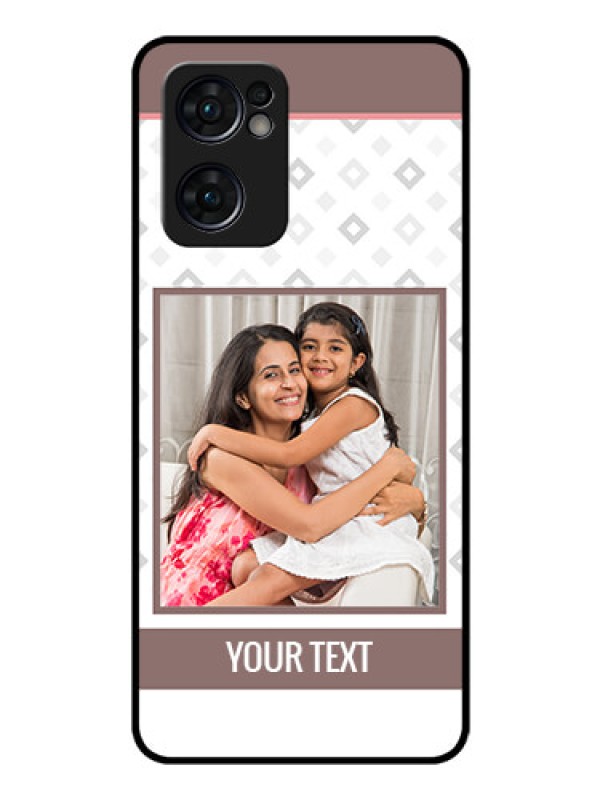 Custom Reno 7 5G Photo Printing on Glass Case - Simple Diamond Design