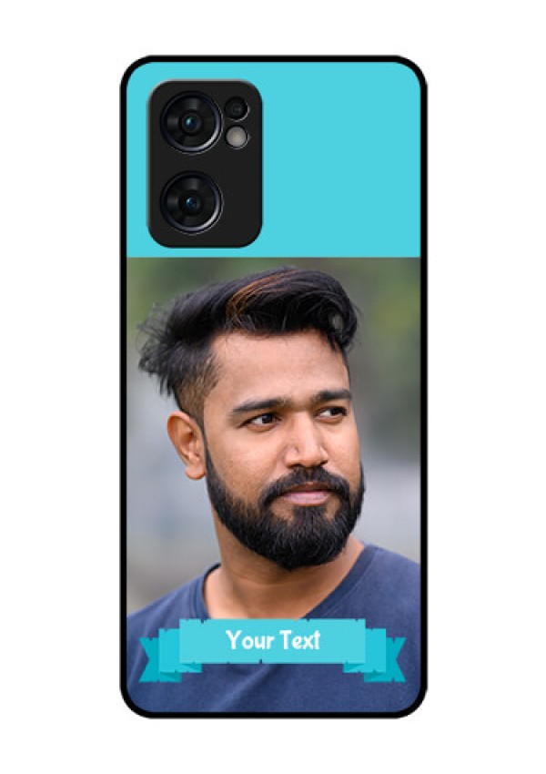 Reno 7 5G Personalized Glass Phone Case - Simple Blue Color Design