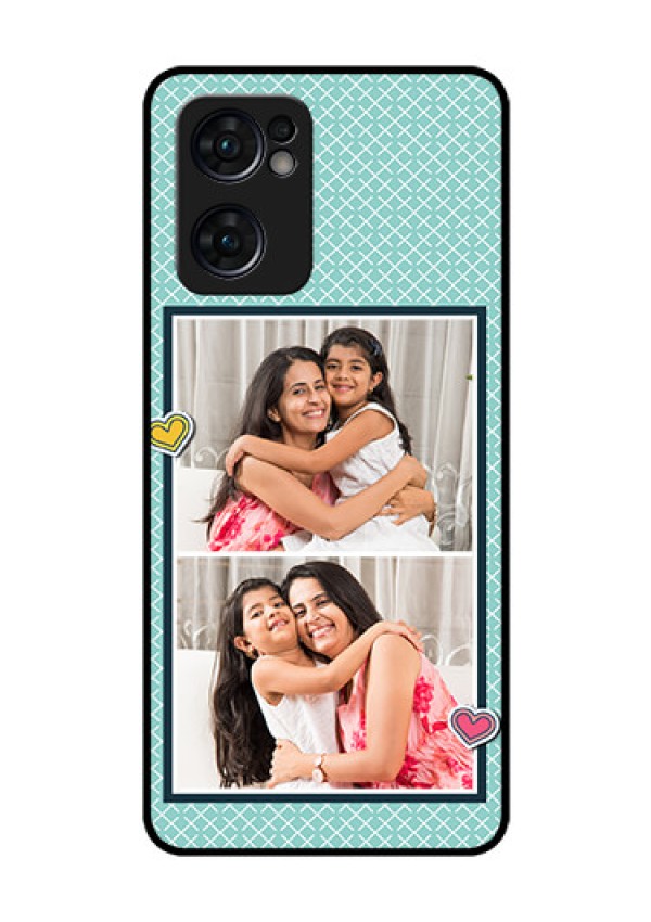 Reno 7 5G Custom Glass Phone Case - 2 Image Holder with Pattern Design