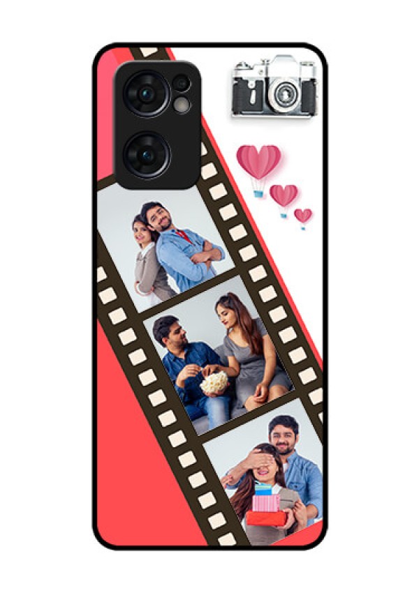 Reno 7 5G Personalized Glass Phone Case - 3 Image Holder with Film Reel