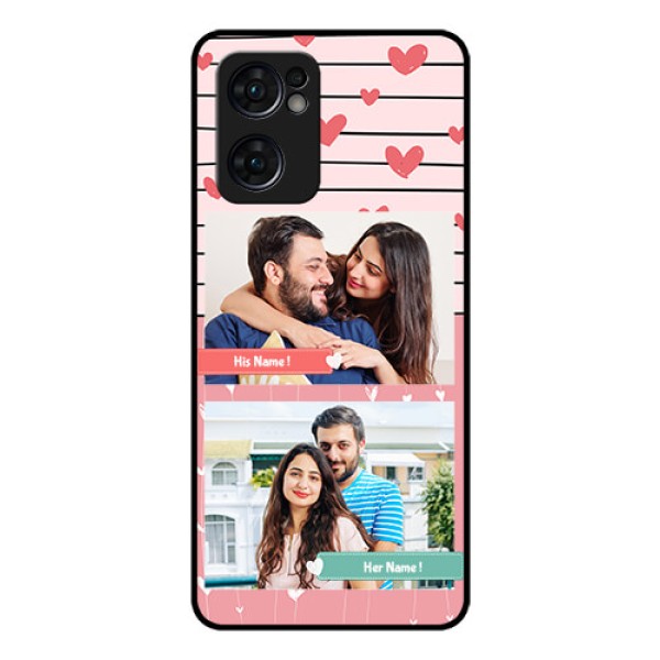 Reno 7 5G Custom Glass Mobile Case - Photo with Heart Design Reno 7 5G Custom Glass Mobile Case - Photo with Heart Design