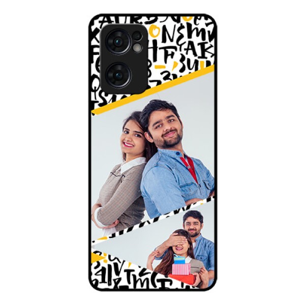 Reno 7 5G Custom Glass Mobile Case - Letters Pattern Design