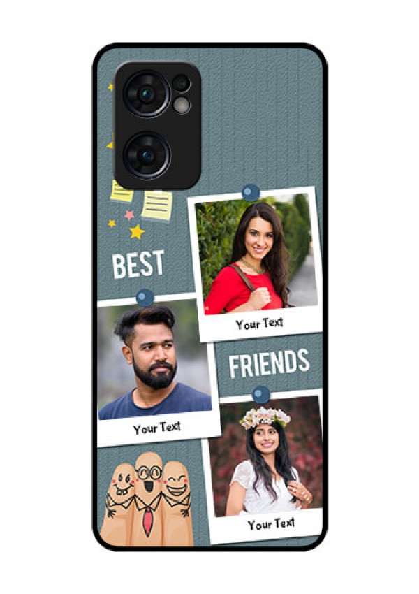 Reno 7 5G Personalized Glass Phone Case - Sticky Frames and Friendship Design