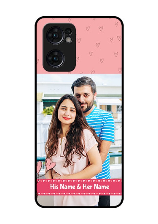 Reno 7 5G Personalized Glass Phone Case - Love Design Peach Color