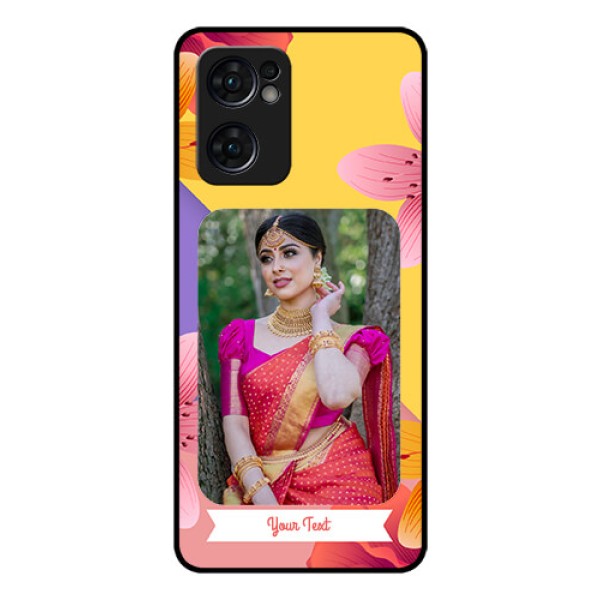 Reno 7 5G Custom Glass Mobile Case - 3 Image With Vintage Floral Design
