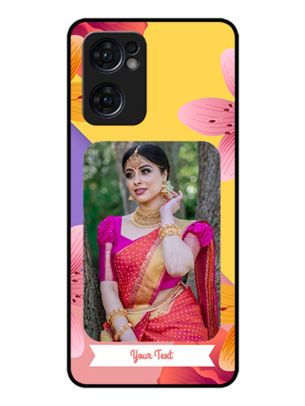 Custom Reno 7 5G Custom Glass Mobile Case - 3 Image With Vintage Floral Design