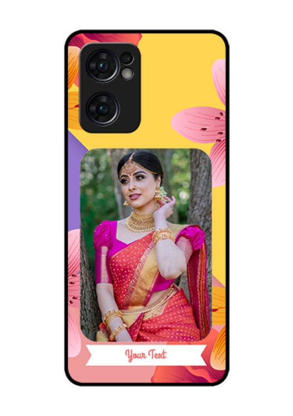 Reno 7 5G Custom Glass Mobile Case - 3 Image With Vintage Floral Design