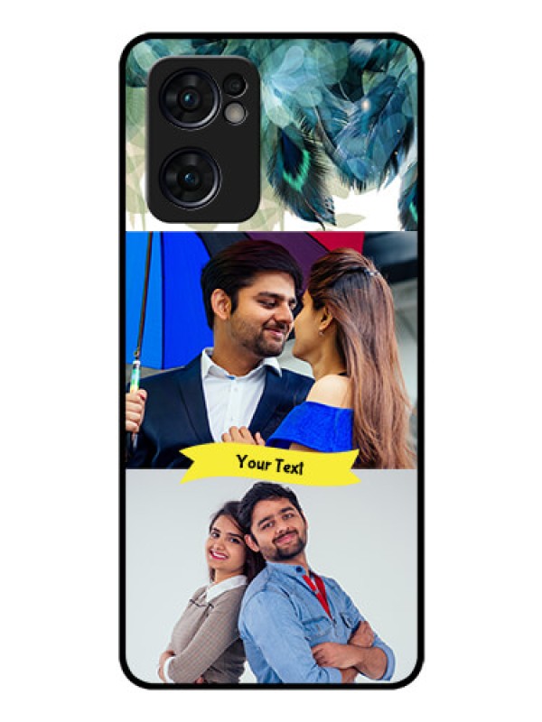 Custom Reno 7 5G Personalized Glass Phone Case - Image with Boho Peacock Feather Design