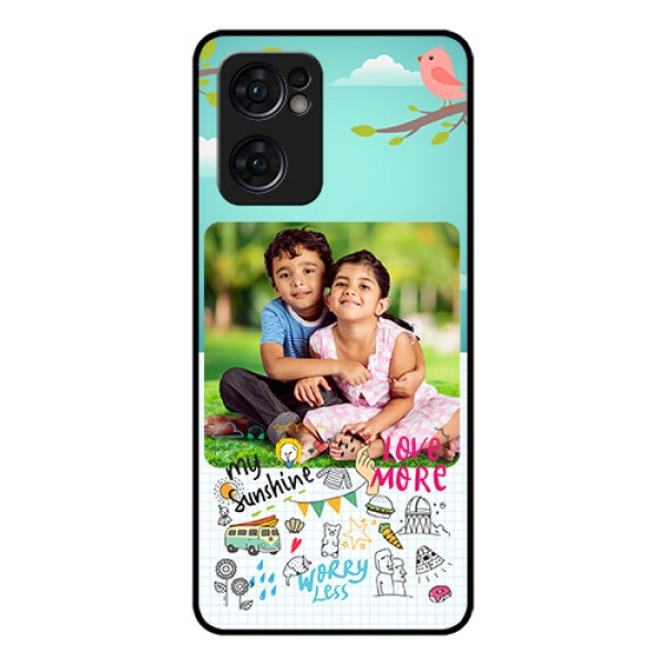 Reno 7 5G Photo Printing on Glass Case - Doodle love Design