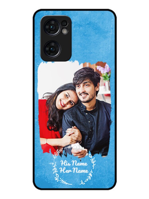 Custom Oppo Reno 7 5G Custom Glass Phone Case - Blue Color Vintage Design