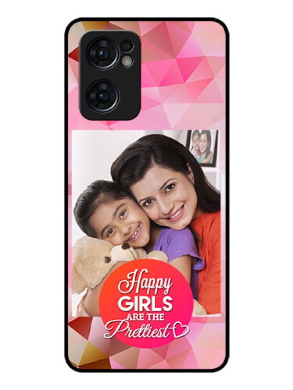 Custom Reno 7 5G Photo Printing on Glass Case - Abstract Triangle Design