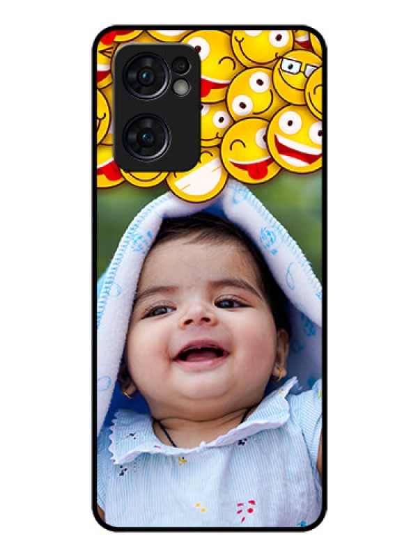 Custom Reno 7 5G Custom Glass Mobile Case - with Smiley Emoji Design