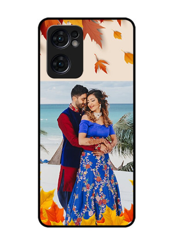 Reno 7 5G Photo Printing on Glass Case - Autumn Maple Leaves Design