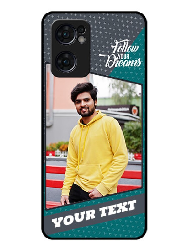Custom Reno 7 5G Personalized Glass Phone Case - Background Pattern Design with Quote