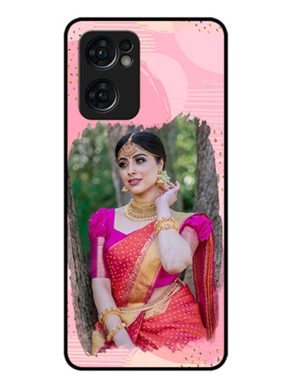 Custom Reno 7 5G Personalized Glass Phone Case - Gold Glitter Splash Design