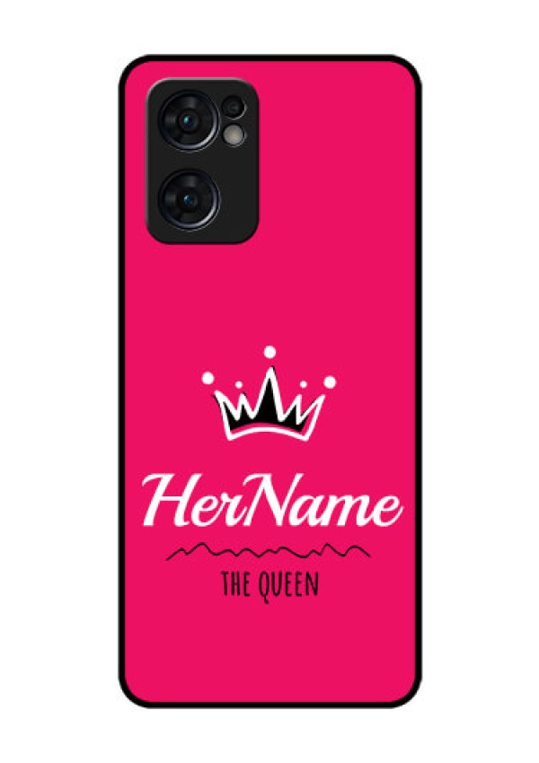 Reno 7 5G Glass Phone Case Queen with Name