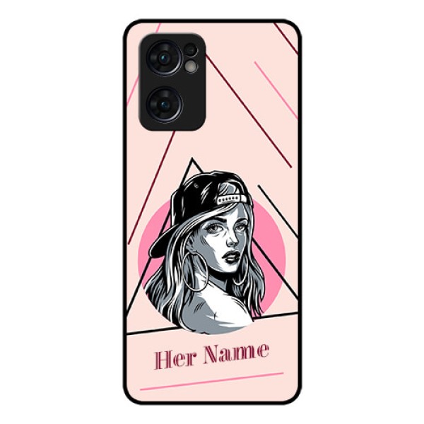 Oppo Reno 7 5G Personalized Glass Phone Case - Rockstar Girl Design