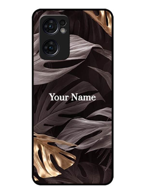 Custom Oppo Reno 7 5G Personalised Glass Phone Case - Wild Leaves digital paint Design