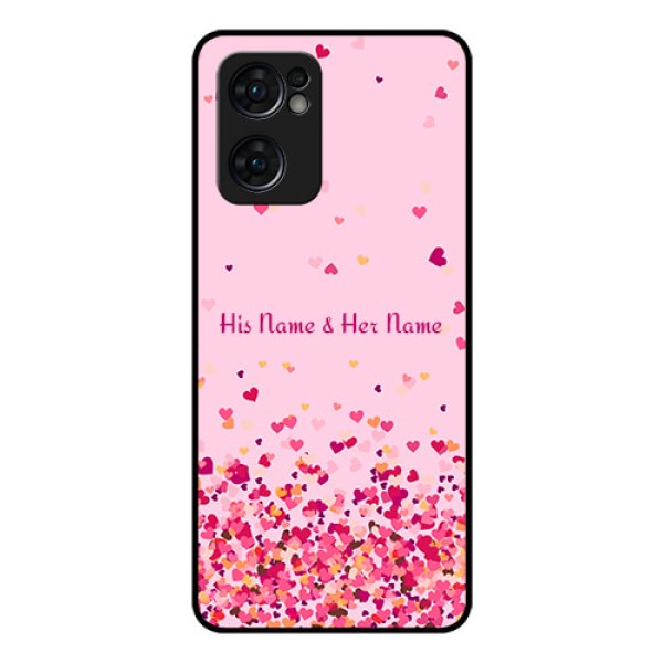 Oppo Reno 7 5G Photo Printing on Glass Case - Floating Hearts Design