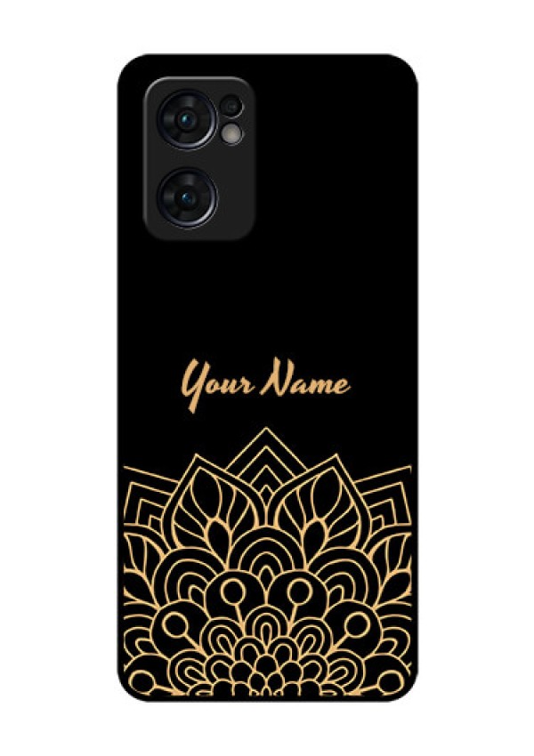 Oppo Reno 7 5G Custom Glass Phone Case - Golden mandala Design