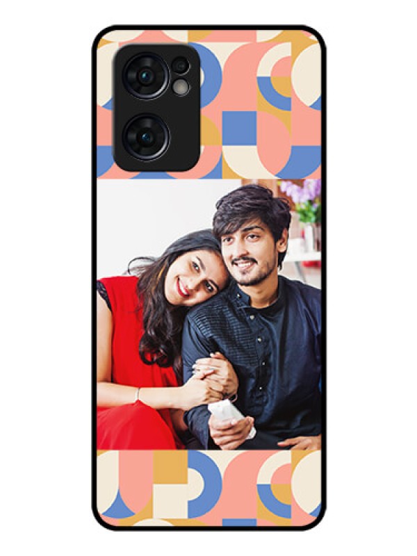 Custom Oppo Reno 7 5G Photo Printing on Glass Case - Semi-circle Maze Pattern Design