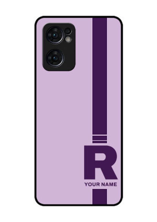 Oppo Reno 7 5G Photo Printing on Glass Case - Simple dual tone stripe with name Design