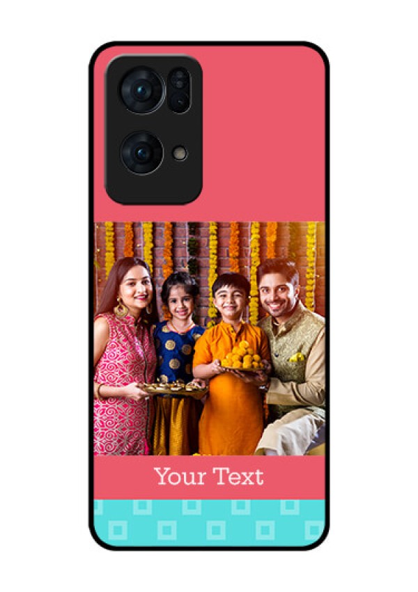 Oppo Reno 7 Pro 5G Personalized Glass Phone Case - Peach & Blue Color Design