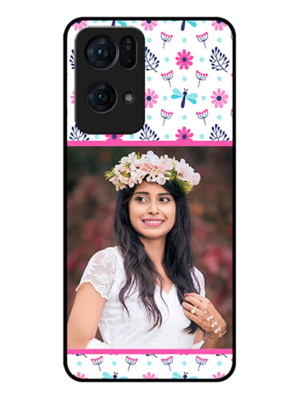 Custom Oppo Reno 7 Pro 5G Photo Printing on Glass Case - Colorful Flower Design