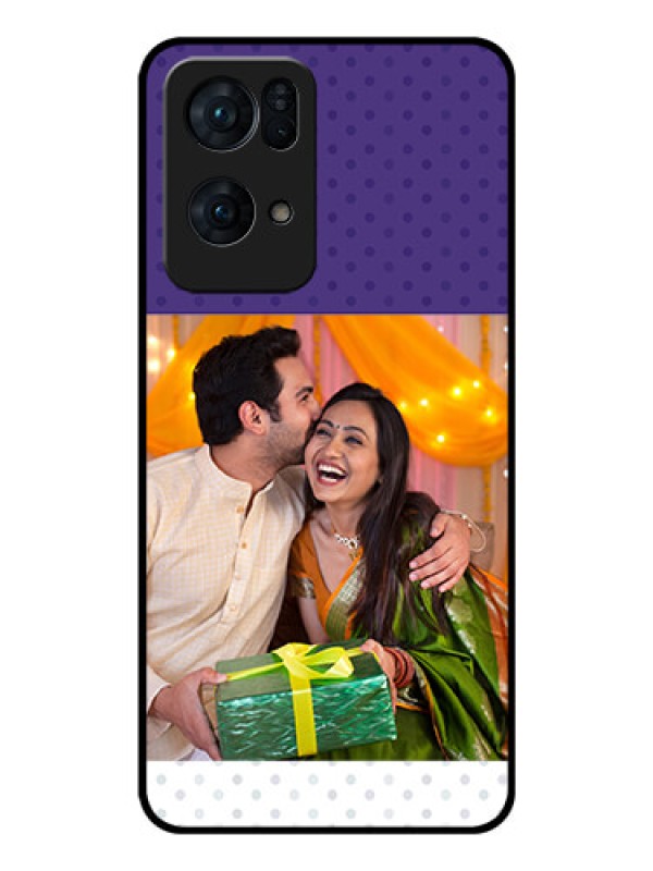 Custom Oppo Reno 7 Pro 5G Personalized Glass Phone Case - Violet Pattern Design