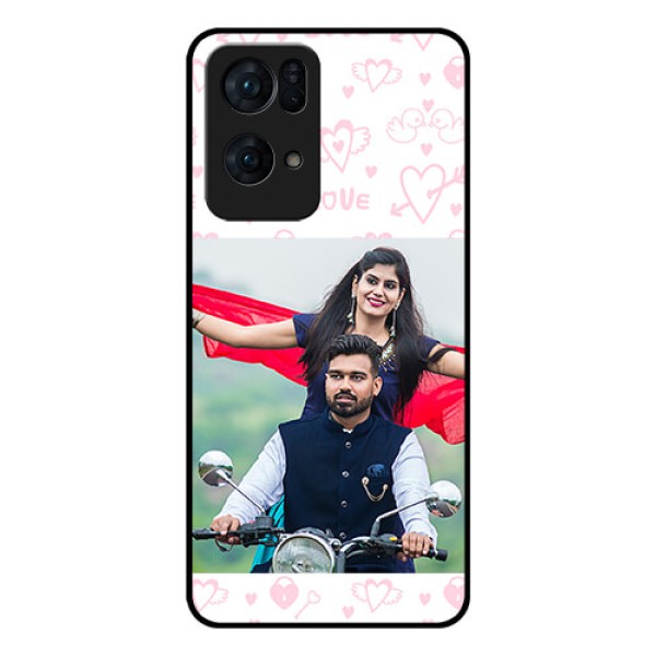 Oppo Reno 7 Pro 5G Custom Glass Mobile Case - Pink Flying Heart Design