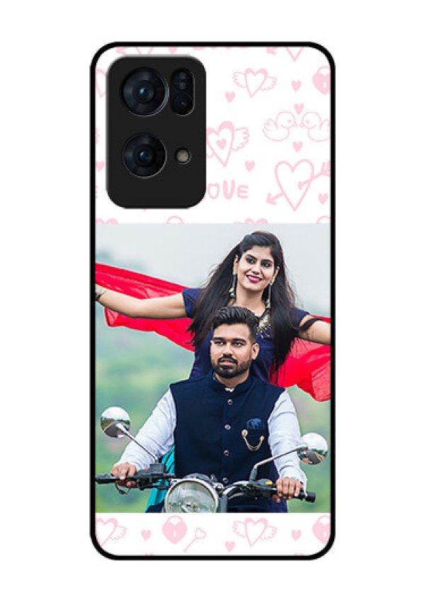 Oppo Reno 7 Pro 5G Custom Glass Mobile Case - Pink Flying Heart Design