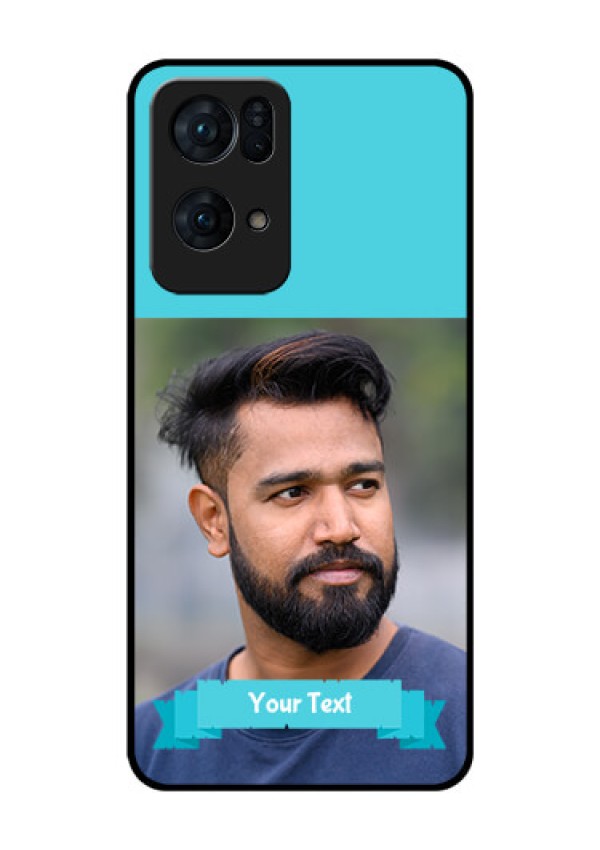 Oppo Reno 7 Pro 5G Personalized Glass Phone Case - Simple Blue Color Design