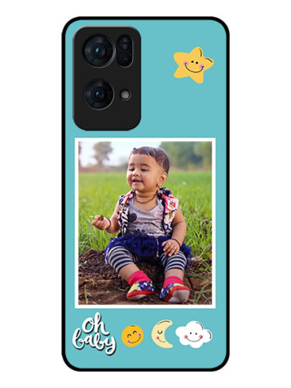 Custom Oppo Reno 7 Pro 5G Personalized Glass Phone Case - Smiley Kids Stars Design