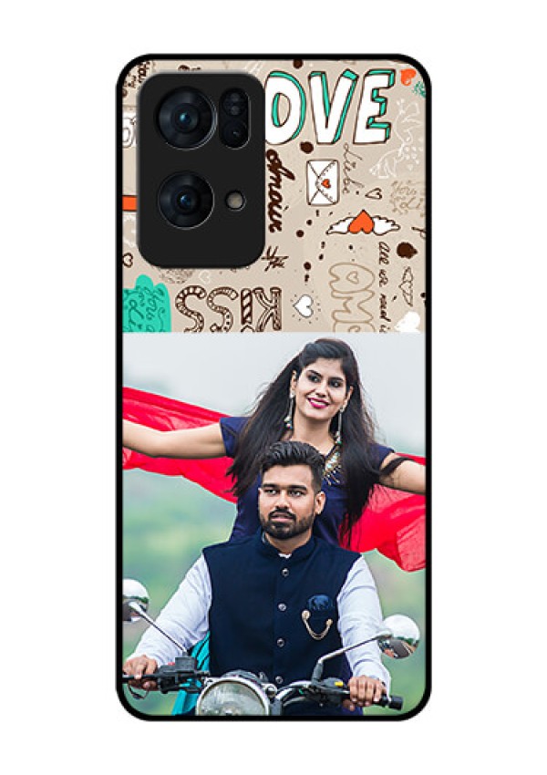 Oppo Reno 7 Pro 5G Custom Glass Phone Case - Love Doodle Pattern
