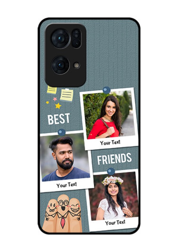 Oppo Reno 7 Pro 5G Personalized Glass Phone Case - Sticky Frames and Friendship Design