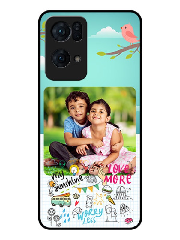 Custom Oppo Reno 7 Pro 5G Photo Printing on Glass Case - Doodle love Design