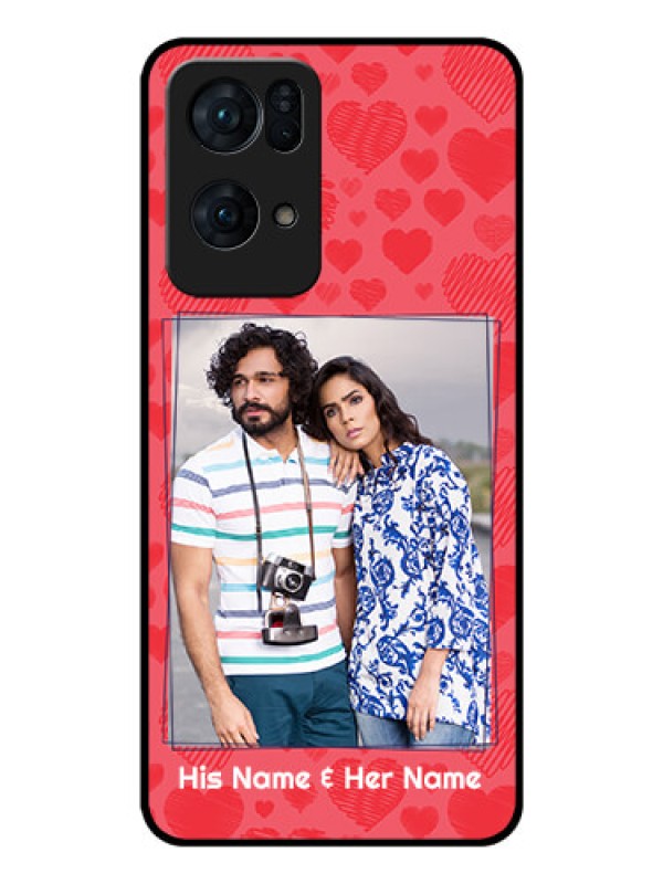 Custom Oppo Reno 7 Pro 5G Photo Printing on Glass Case - with Red Heart Symbols Design