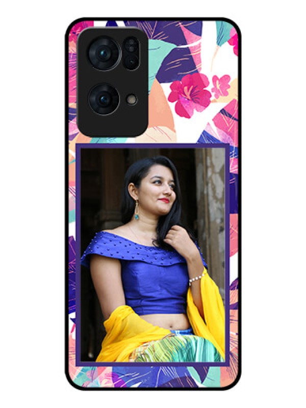 Custom Oppo Reno 7 Pro 5G Custom Glass Mobile Case - Abstract Floral Design