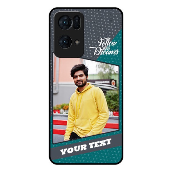 Oppo Reno 7 Pro 5G Personalized Glass Phone Case - Background Pattern Design with Quote