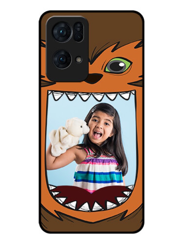 Custom Oppo Reno 7 Pro 5G Photo Printing on Glass Case - Owl Monster Back Case Design