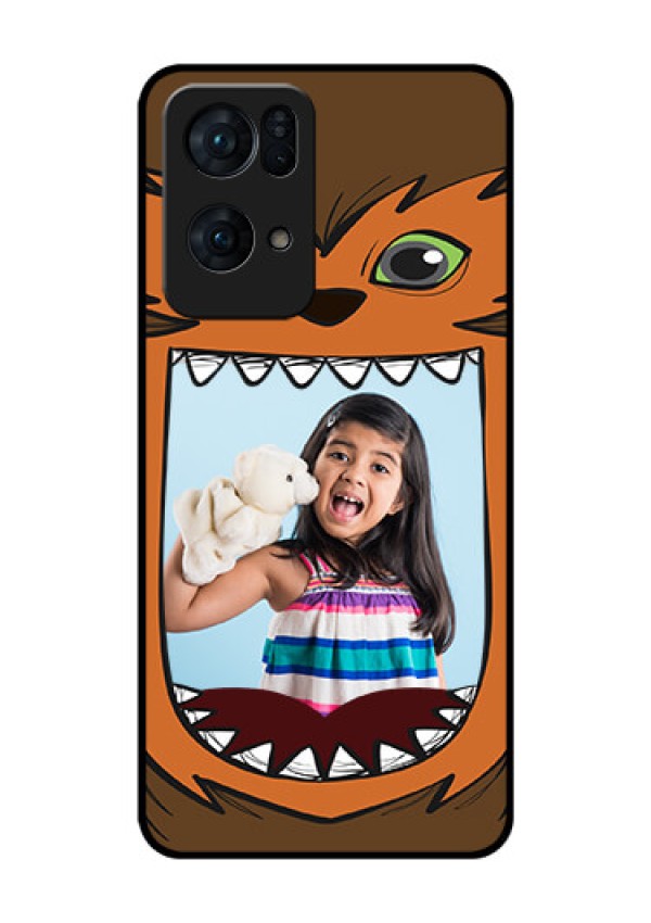 Oppo Reno 7 Pro 5G Photo Printing on Glass Case - Owl Monster Back Case Design