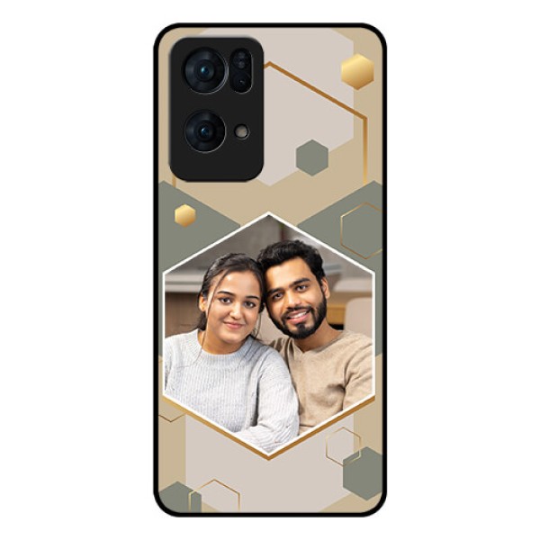 Oppo Reno 7 Pro 5G Photo Printing on Glass Case - Stylish Hexagon Pattern Design Oppo Reno 7 Pro 5G Photo Printing on Glass Case - Stylish Hexagon Pattern Design