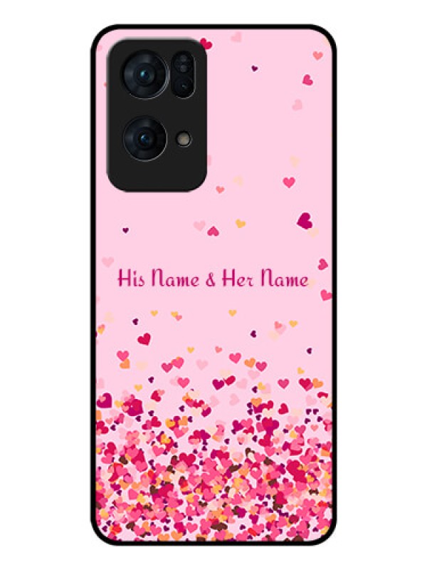 Custom Oppo Reno 7 Pro 5G Photo Printing on Glass Case - Floating Hearts Design