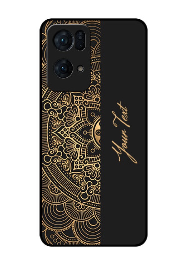 Oppo Reno 7 Pro 5G Photo Printing on Glass Case - Mandala art with custom text Design