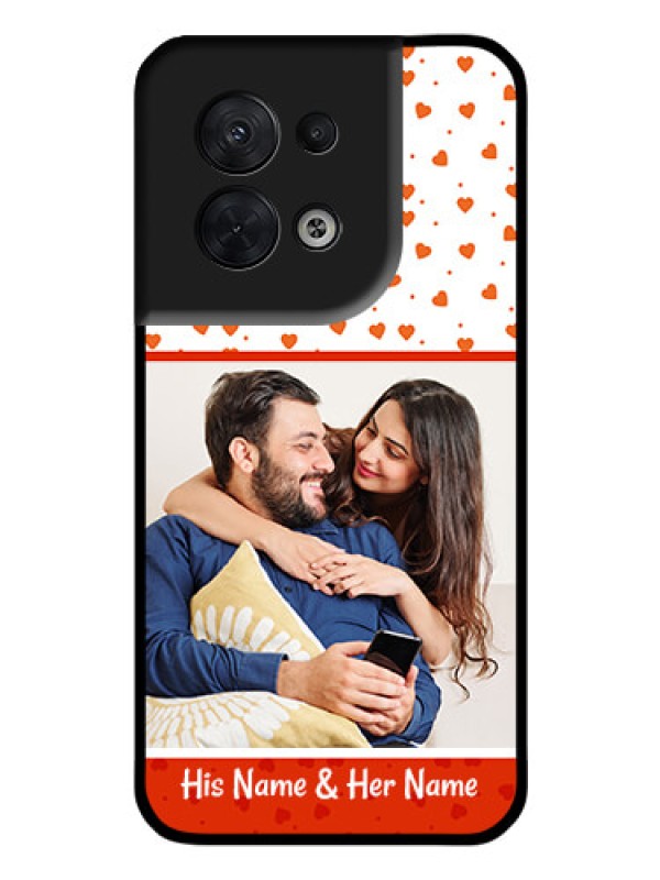 Custom Oppo Reno 8 5G Custom Glass Phone Case - Orange Love Symbol Design