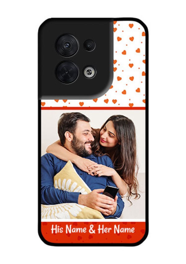 Oppo Reno 8 5G Custom Glass Phone Case - Orange Love Symbol Design