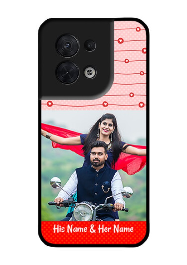Oppo Reno 8 5G Personalized Glass Phone Case - Red Pattern Case Design